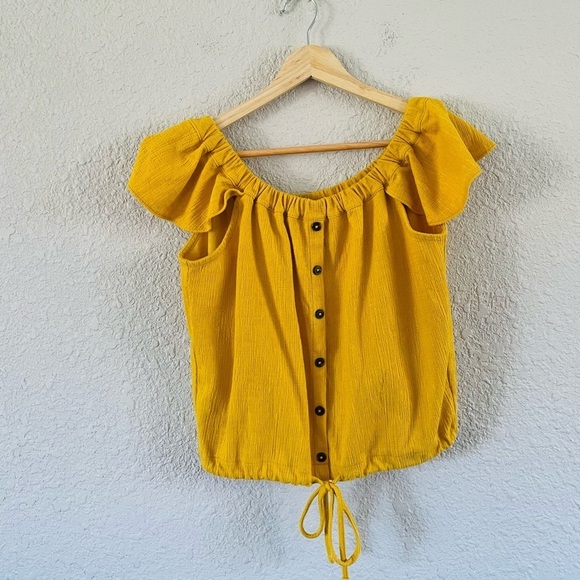 Madewell Yellow Tie Front Top - Picture 2 of 9
